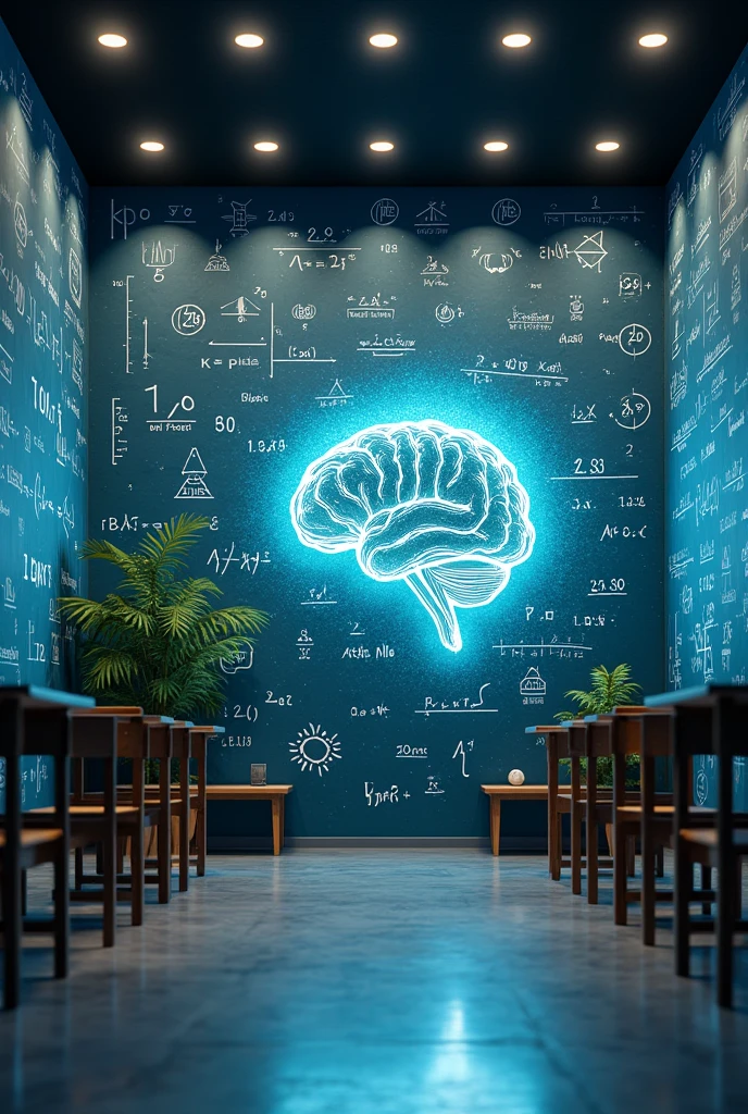 I have a wall in my math academy. In it I want to place a space for students to take photos.. I would like you to design a background where some numbers can be seen, mathematical symbols, formulas coming out of the head that denote a lot of wisdom

