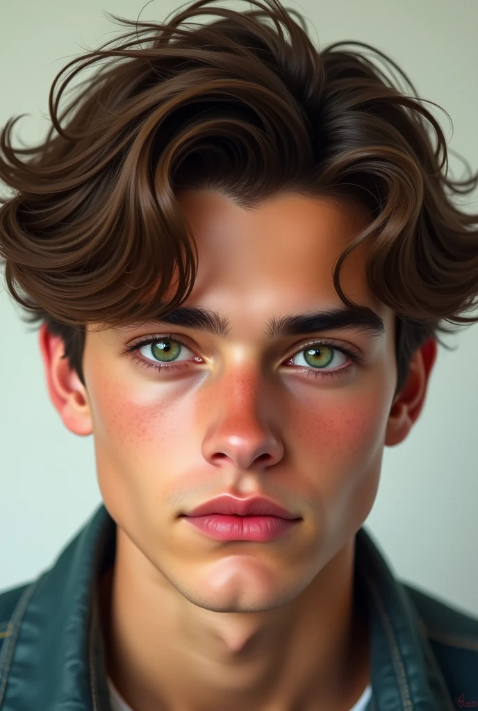 Teenage man with green eyes and brown hair