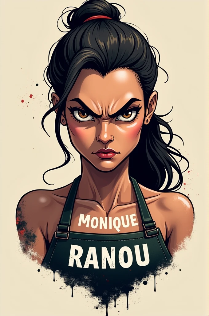Logo with Angry Woman Butcher "Monique Ranou"