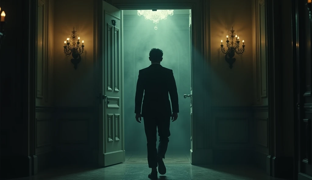 Raghav walks inside the mansion, feeling the atmosphere heavy and oppressive with every step. Suddenly, the door closes automatically.