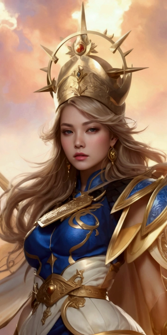 a woman in a blue dress holding a sword and a shield, portrait knights of zodiac girl, ((a beautiful fantasy empress)), a beautiful fantasy empress, mystical atlantean valkyrie, astri lohne, ig model | artgerm, by Yang J, queen of the sea mu yanling, extremely detailed artgerm, trending artgerm, artgerm detailed