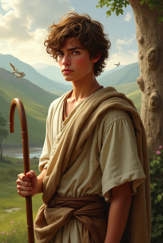 Create an image of a young David from the Bible