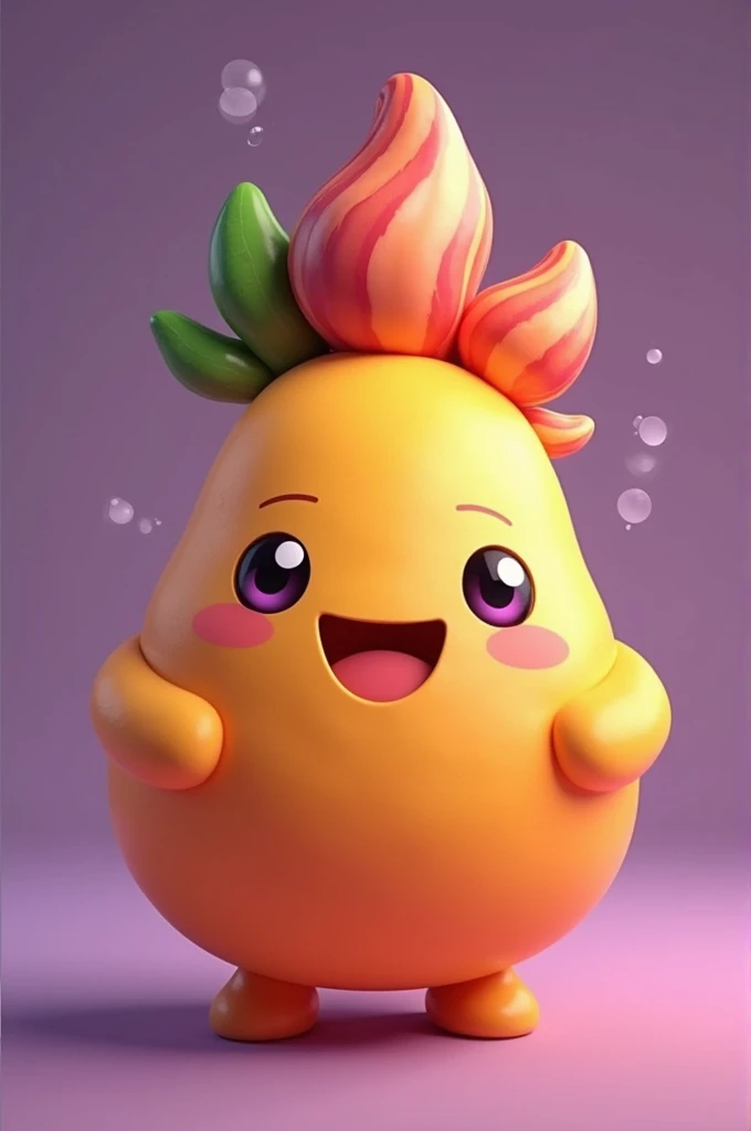 A bloxfruits dough fruit with a roblox bacon hair looking cartoony