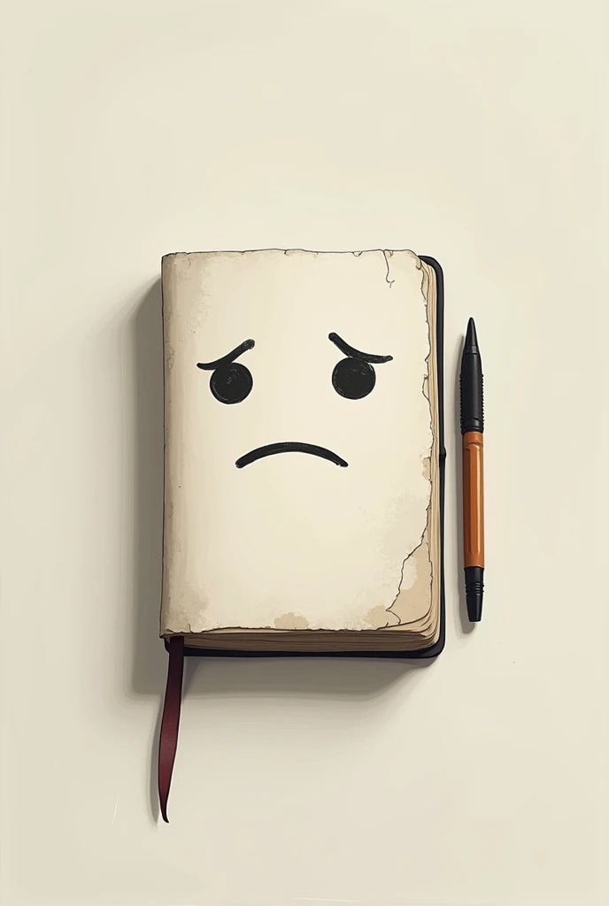 A notepad with sad face