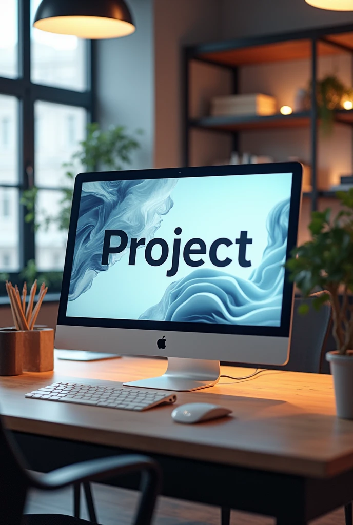 create an image of a computer, on the computer screen there will be an image saying project