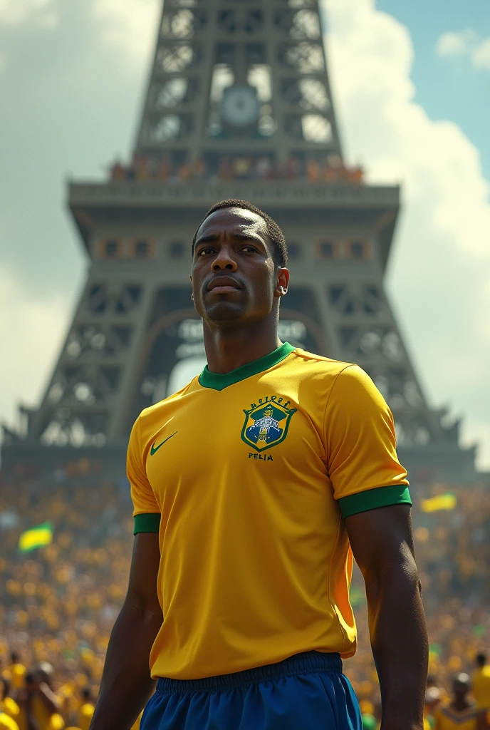 PELE IN FRONT OF A MONUMENT