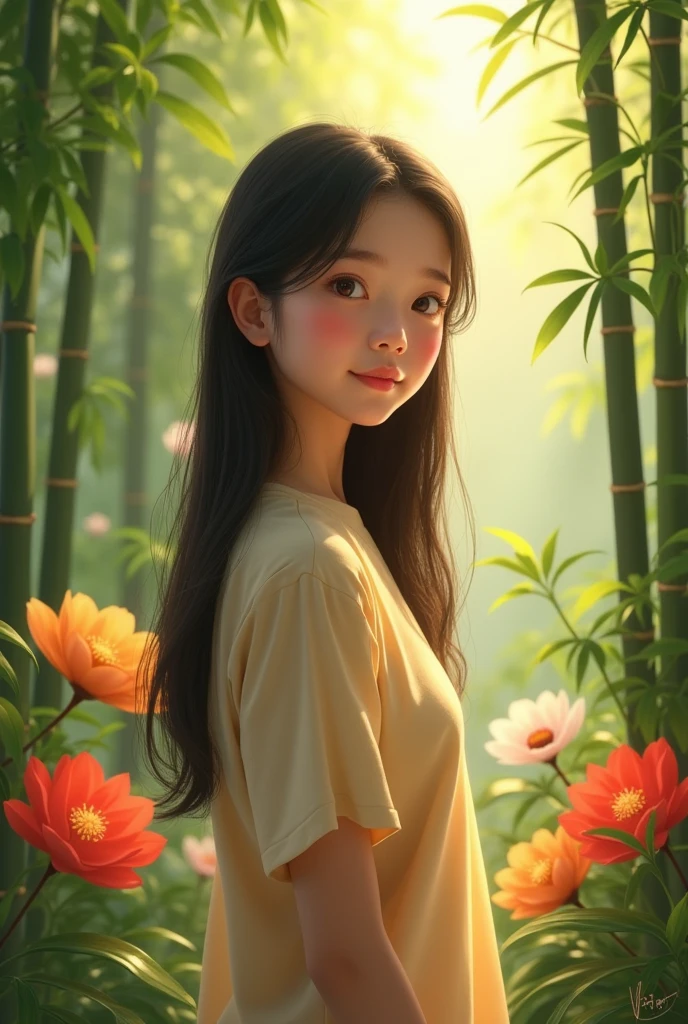 Draw a Vietnamese girl