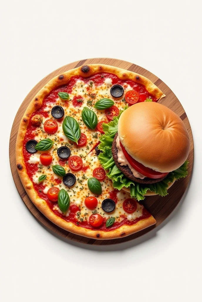 Small pizza and burger image in round shape for menu