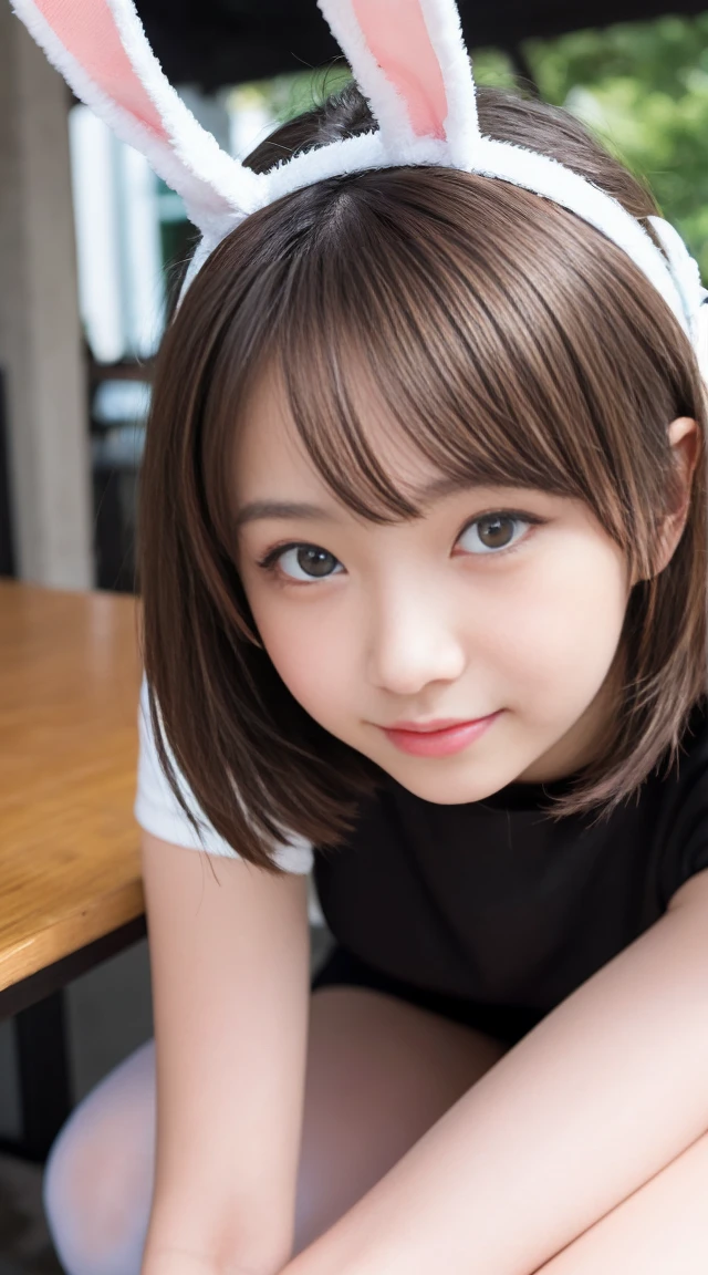 (Happy expression:1.26)、RAW Photos、(((The ultimate beauty full-body photo)))、((Glowing Skin))、1 person、Beautiful 28 year old woman from Prague、Bright expression、((Brown Hair))、Shirt on、skirt、(pantyhose)、(Upskirt)、Contrapuntal Shot、((Very detailedな))、(Perfectly detailed face)、(Beautiful Hands)、Photorealistic images、最high quality、Very detailedな、Film Light、Intricate details、High resolution、Very detailed))、Detailed Background、8 times、Digital single-lens reflex camera、Soft Light、high quality、Film Grain、Fujifilm XT3 、Shallow depth of field、natural Soft Light、Kamimei、The background is the office lunch オフィスでlunch lunch 大勢でlunch Bunny girl Bunny ears headband Bunny ears