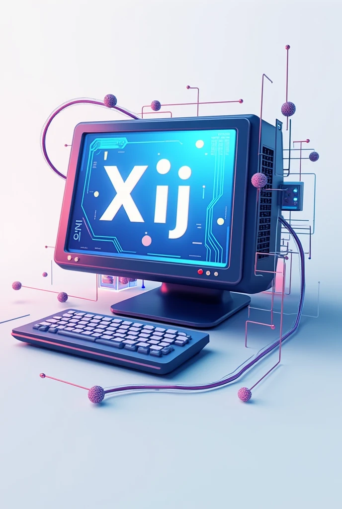 Create a class logo titled "XII TKJ" with a computer theme.