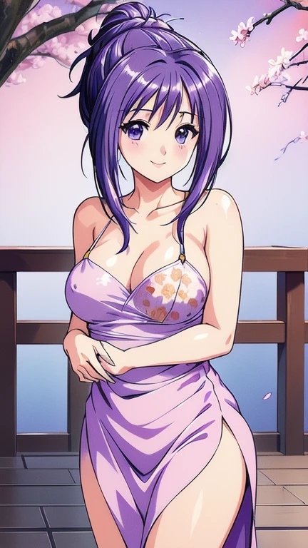 ((masterpiece, Highest quality, Highest quality, Official Art, beautifully、beautiful:1.2)),((masterpiece)),((Vibrant colors)),((Ayako Katagiri)),((A happy smile)),((Completely naked)),((looks fun)),,(Porch of the ryokan),(Nipples exposed),(full moon),(cherry blossoms),(2),(B Cup Bust)