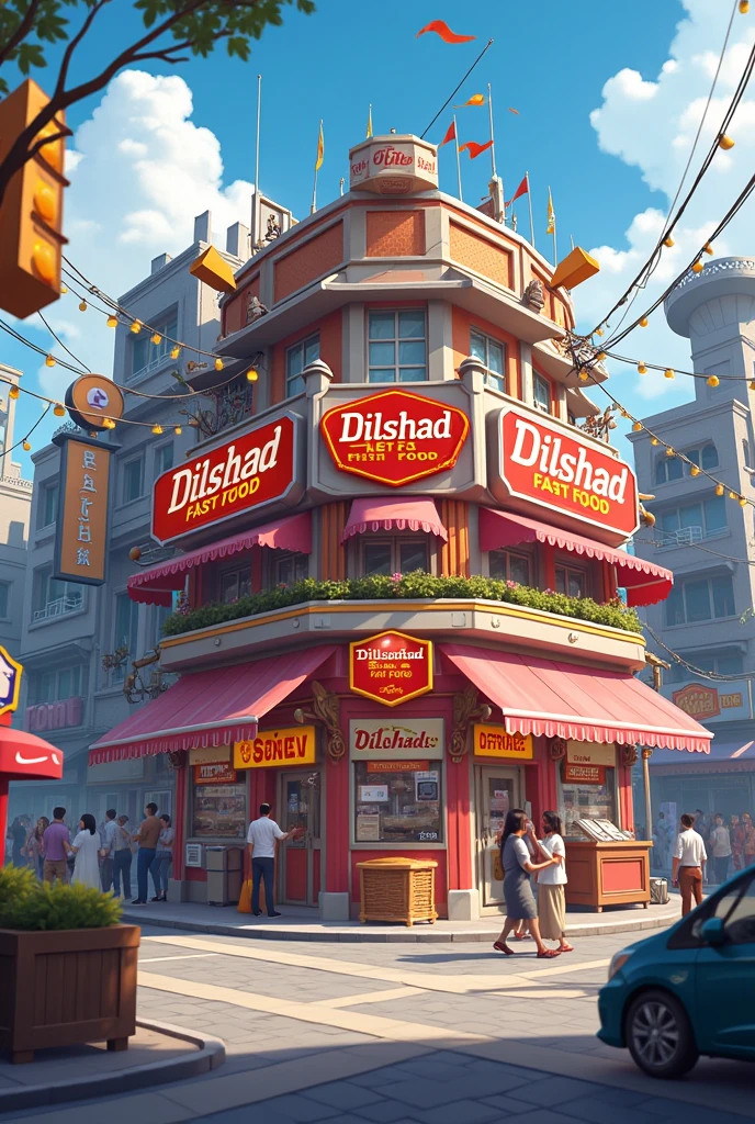 Create a image for my fast food corner  that name dilshad fastfood
