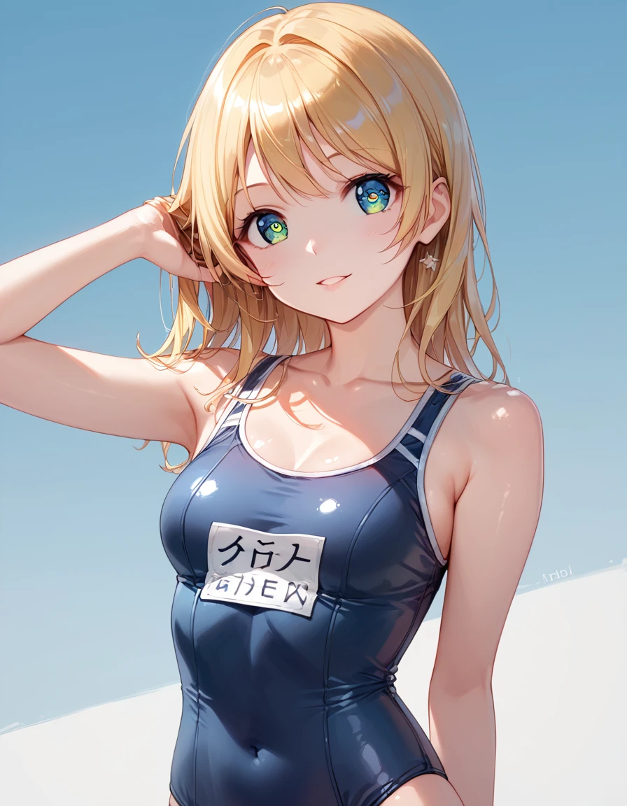 score_9, score_8_superior, score_7_superior,sauce_anime, High-resolution images,masterpiece,Highest quality,,Cute Face,Beautiful Skin,Shiny Hair,Highly detailed eyes,Simple Background, navy school swimsuit、Idol、18-year-old、kawaii,cute,