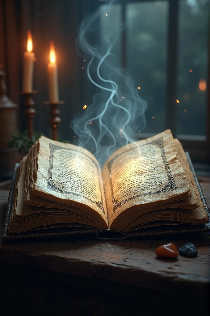 Open book with magic 