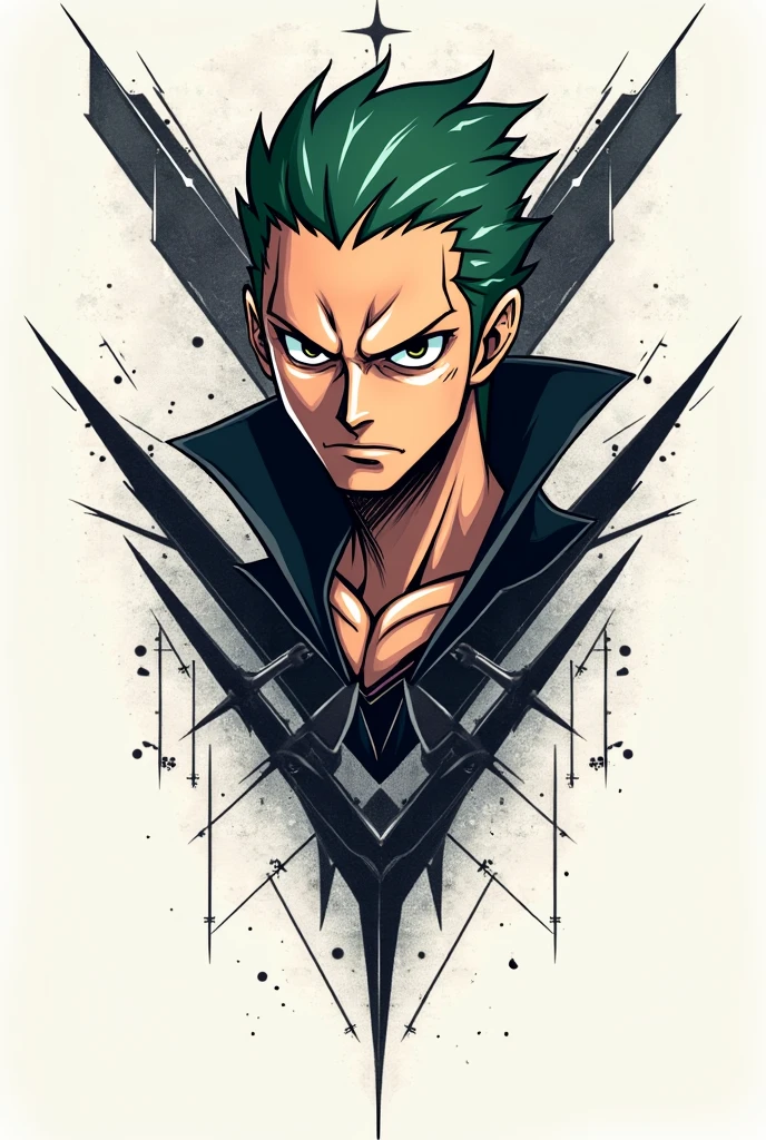 Make a geometric zoro tattoo design 
