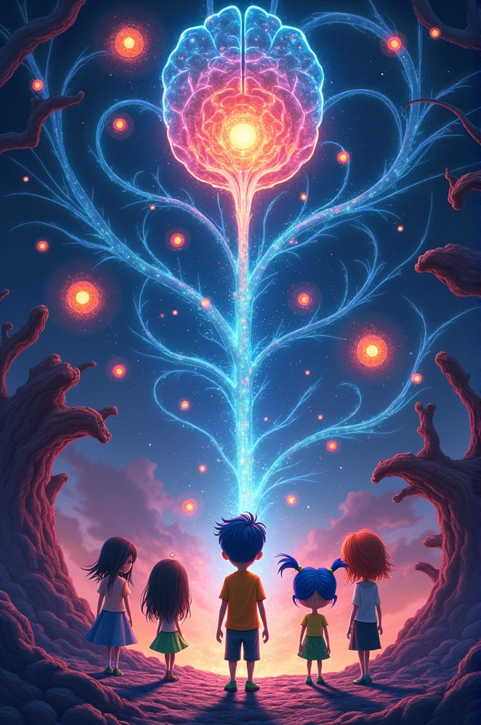 Create a picture with drawings from the movie Inside Out with the name Genesis