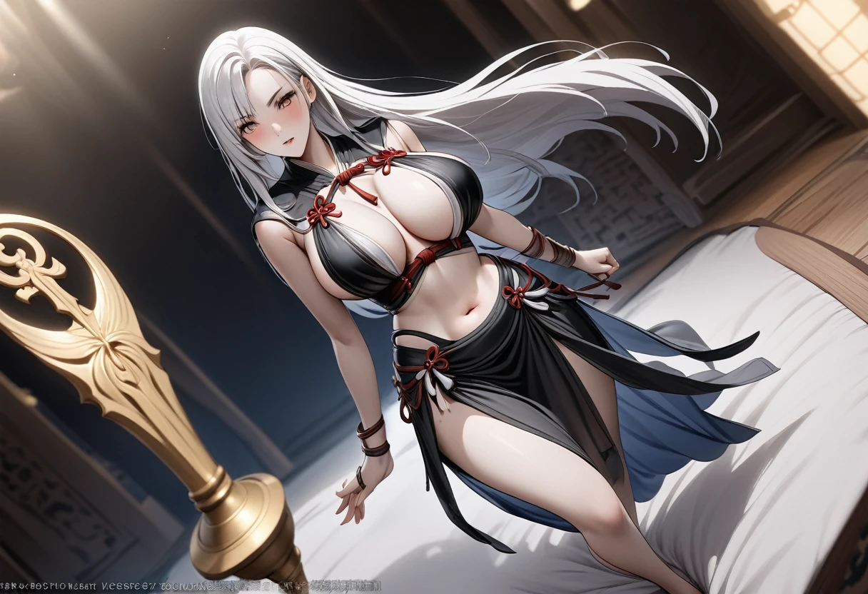 high quality,HD,16K,Sharp Line,1 Girl,fantasy, （Fire Spirits）,Pretty Face, Large Breasts, Beautiful legs,In the mountains,Focus Girl,detailed Pretty Face,Detailed clothes,beautiful eyes,Cool,Sexy,Dynamic Angle,穿着华服的神明Strike a pose拍照, Ancient mysterious sexy goddess, Traditional beauty woman, Beautiful female warrior god of war , Beautiful sexy goddess, Gorgeous role-playing, high, Beautiful young girl, Beautiful woman, 华丽Beautiful woman, Complex clothing,Chinese Mystical Aesthetics, Beautiful Asian ancient mysterious girl, Extremely detailed shot of the goddess, Jaw-dropping sexy beauty, Big breasts deep neckline sexy belly button（butt), (bedroom), (Sexy Girls), masterpiece, best quality, Bangs, blush, Chest, clavicle, Eyebrows visible through hair, (Ombre gold hair), Jewelry, Long hair,Bright Eyes, ring, (solitary), illustration, fashionable, miss, Strike a pose, background, element, confident, Express, Accessories, majestic, striking, key point, Dynamic poses, ((plump)), (black))Woman in transparent dress,Viewer,(((Full breasts, Keeley University))),Slim waist,(Navel exposed,Bare waist), Long hair, extreme detailed details, 详细的fantasy艺术, Stunning character art, Beautiful and exquisite character art, Beautiful transparent dress, Very detailed, Large Breasts，Chest，Golden ratio figure，Beautiful figure，Ultra wide-angle shooting，Full body shot拍摄，Body close-up，Full body shot，Wearing a pleated tulle skirt，柔和动漫illustration, 柔和的深色background，Fujifilm XT3 Clear focus, f 5.6, High Detail, Clear focus,(Wearing openwork clothing),, (Natural light), (Tempting)translucent, Good velvet quality, Compared, Divine Light,, Silver hair, 天空background, Absolute Strength,Female Shinmei，穿着性感丝绸的Female Shinmei,，Large Breasts，Chest，Golden ratio figure，Beautiful figure，Ultra wide-angle shooting，Full body shot，Body close-up，Full body shot， Wearing a tulle dress, Model shooting style, Large Breasts，饱满Chest，Golden ratio figure，Beautiful figure，(Extremely detailed CG 8k wallpaper unit), The most beautiful artistic photos in the world, , 8K 超HD, ) on the beach，Sexy lazy posture，Sexy seductive expression，best quality,masterpiece,Ultra-high resolution,(Practical:1.4),original photo,Ultra-high resolution