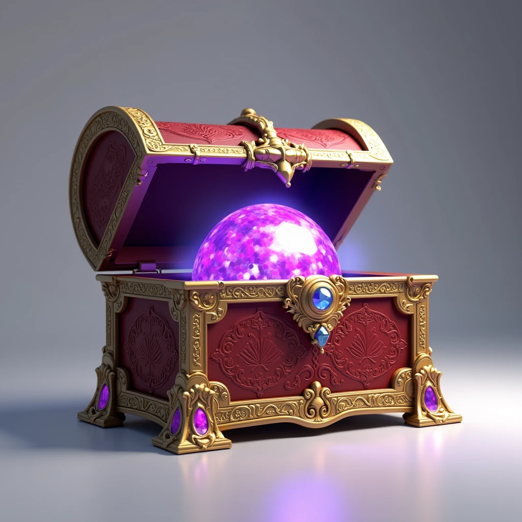 a gold and red Chest with a purple stone inside, Chestplate, Chest, large Chest, Heart Stone original art style, Loot Boxes, plate armored Chest, small Chest, Object Art, Capability Image, big Chest, Treasure Artifact, treasure Chests, Heart Stone, front of the treasure box, Game Icon Assets, 8k detail, 8k detail