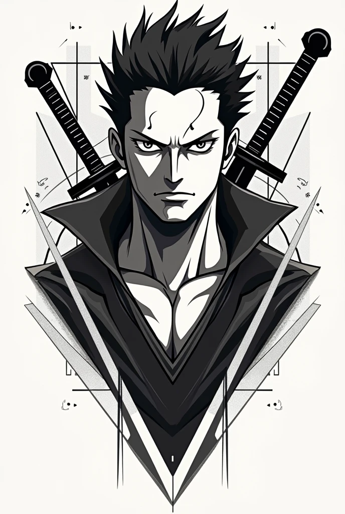 Make a geometric zoro tattoo design 
