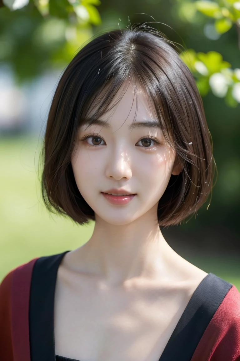 1girl, japanese female, 26yo asian woman, named Hanako Nanami, cute, beautiful girl (pale skin, light black hair, bright eyes), haughty smile, beautiful skin, detailed eyes. brown eyes, Himecut hairstyle, front face, head, portrait, realistic, photorealistic, 4k, masterpiece. high res, high quality,