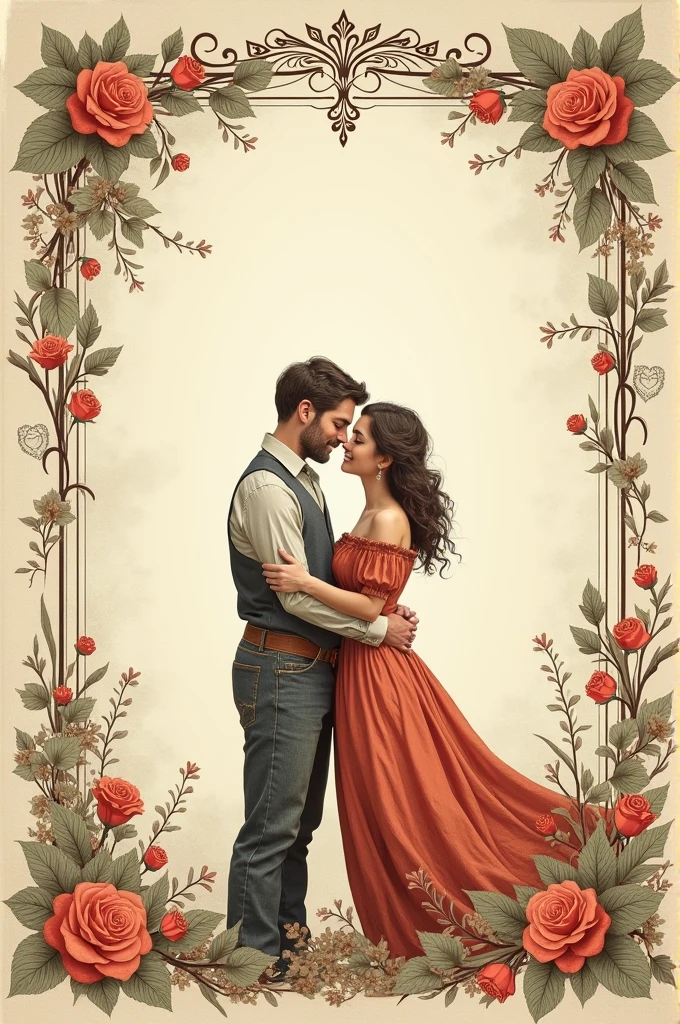 manuscript border design, theres a couple and Put love border (old clothes)