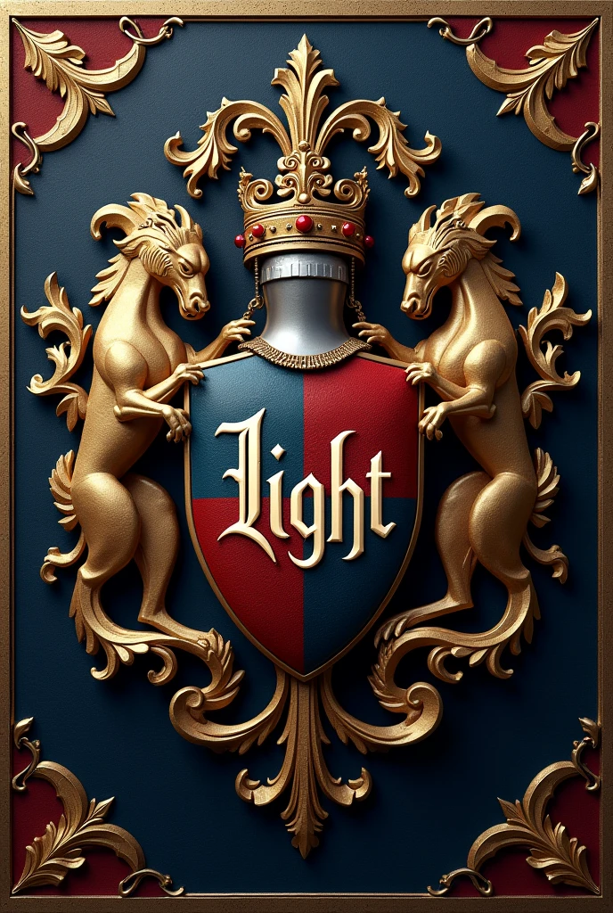 Make a coat of arms with details in 8k with the surname light written