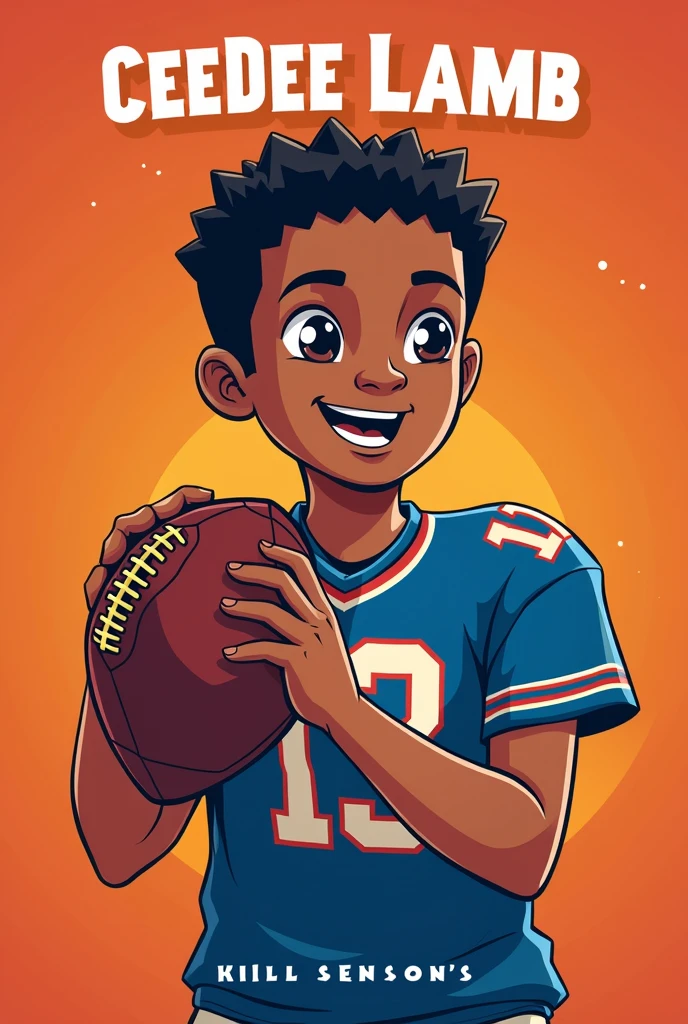 Generate me a catchy book cover design suitable for Amazon kdp and has the text CEEDEE LAMB THE AMAZING FOOTBALL STAR with subtitle from Small-Town Dreams to NFL Stardom. Don't include background picture I want it plain and colourful