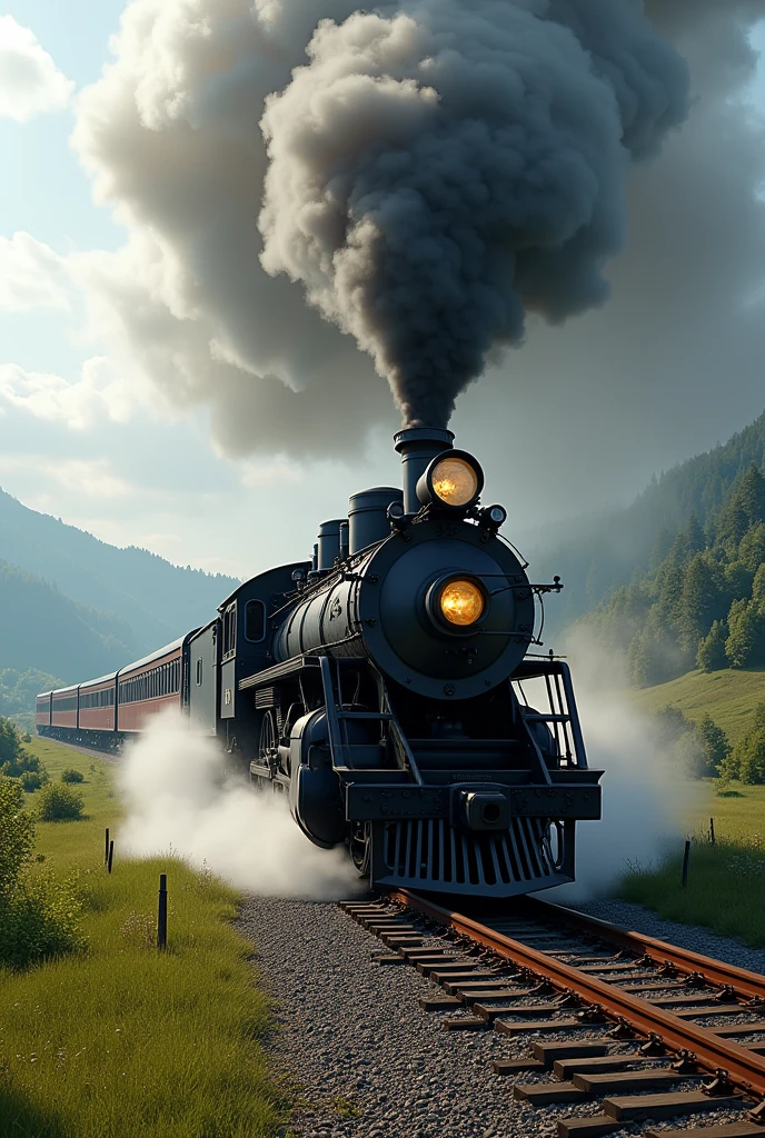 A realistic train in motion