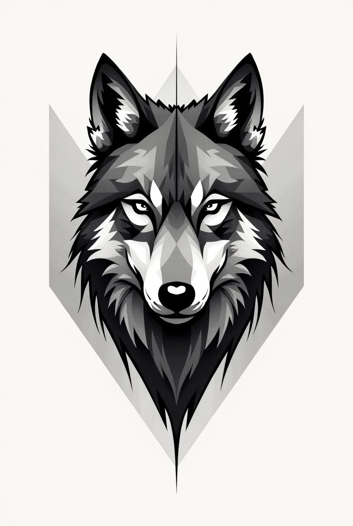 Make a geometric wolf tattoo design for my chest to be centered on the chest