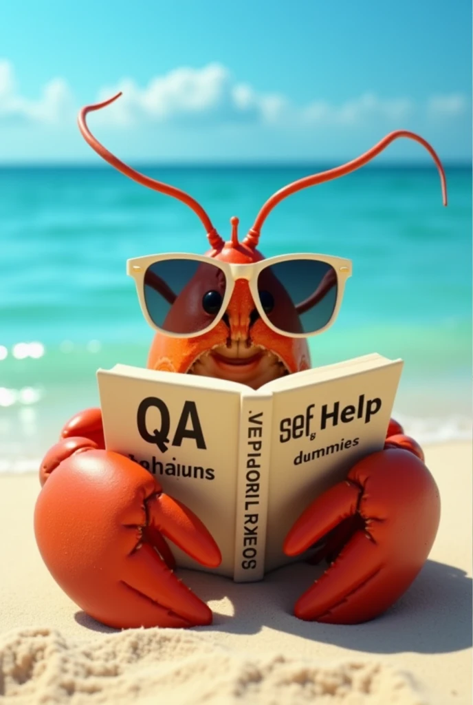 funny picture/meme.
A tanned lobster with sunglasses that fit him. Et qui a un livre « QA for dummies »