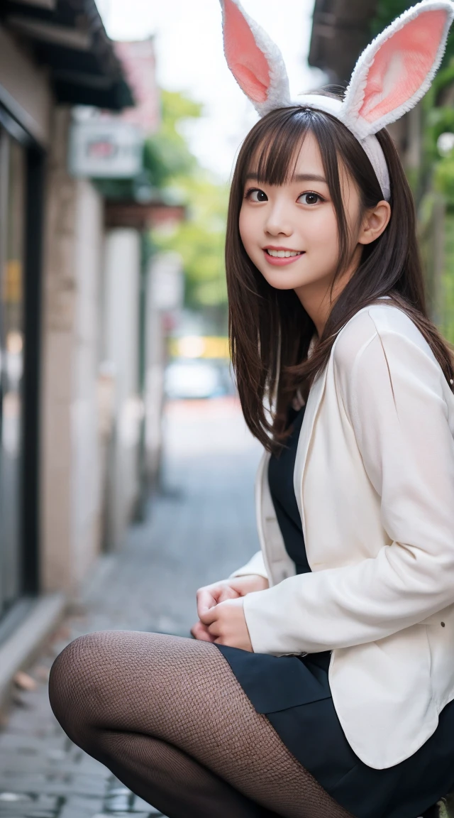 (Happy expression:1.26)、RAW Photos、(((The ultimate beauty full-body photo)))、((Glowing Skin))、1 person、Beautiful 28 year old woman from Prague、Bright expression、((Brown Hair))、Shirt on、skirt、(pantyhose)、(Upskirt)、Contrapuntal Shot、((Very detailedな))、(Perfectly detailed face)、(Beautiful Hands)、Photorealistic images、最high quality、Very detailedな、Film Light、Intricate details、High resolution、Very detailed))、Detailed Background、8 times、Digital single-lens reflex camera、Soft Light、high quality、Film Grain、Fujifilm XT3 、Shallow depth of field、natural Soft Light、Kamimei、The background is the office Bunny girl Bunny ears headband Bunny ears Holding a bag Going out pose