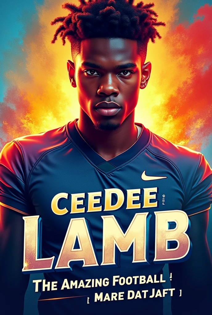 Generate me a catchy book cover design suitable for Amazon kdp and has the text CEEDEE LAMB THE AMAZING FOOTBALL STAR with subtitle from Small-Town Dreams to NFL Stardom. I want it plain and colourful
