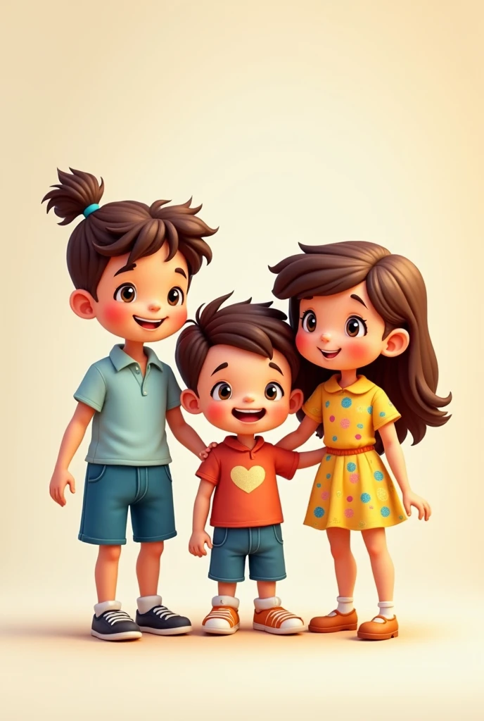 Three cute  cartoon 
child friend photo 1 boy and 2  girl 
Back photo 