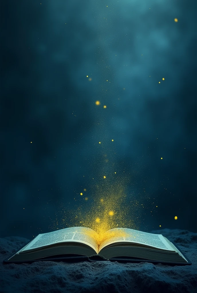 Book opening, long bond paper size, dark blue with yellow dusts