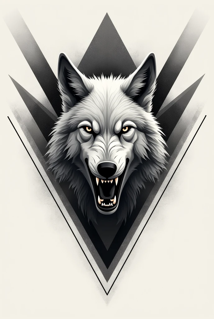 Make a geometric tattoo design of a growling wolf for my  to be centered on my  