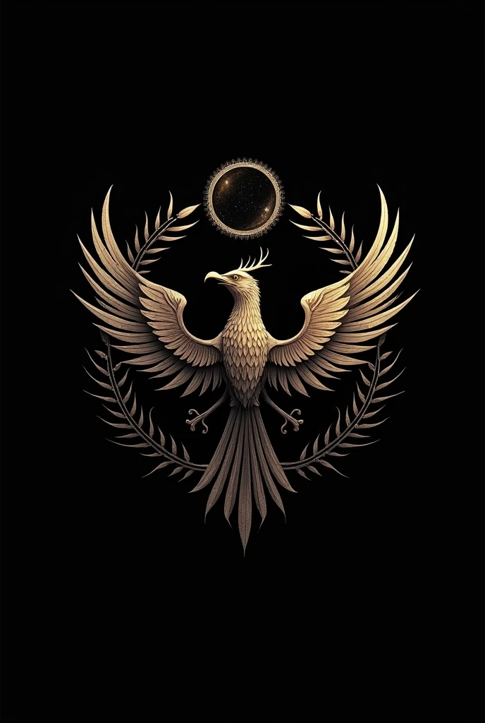 Make me a logo that looks elegant and classy, with elements of peace, eternity , comfort , Garuda&#39;s tolerance and strength make it not too realistic Just make the background black oh yeah I want it to be elegant and Epic 