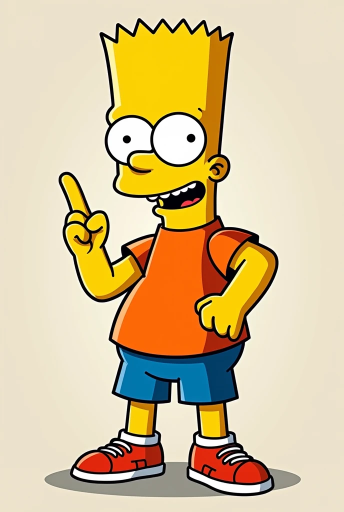 Create me a bart simson for canvas putting out the middle finger full body