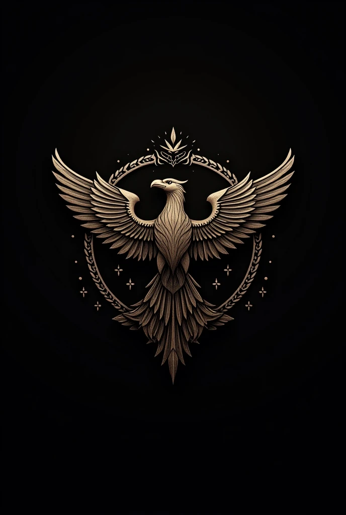 Make me a logo that looks elegant and classy, with elements of peace, eternity , comfort , Garuda&#39;s tolerance and strength make it not too realistic Just make the background black oh yeah I want it to be elegant and Epic 