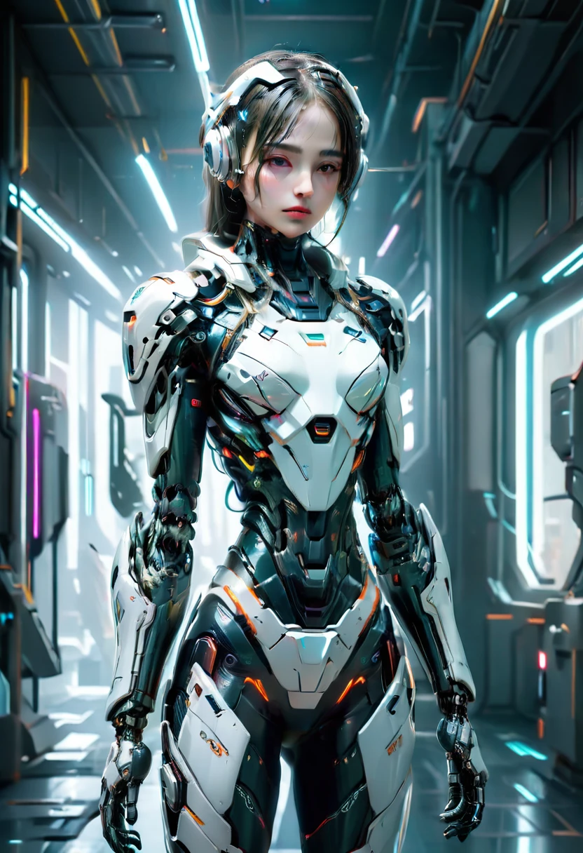 a woman in a futuristic suit standing in a futuristic room, 3 d render character art 8 k, cybersuit, scifi woman, sci-fi android female, cute cyborg girl, perfect android girl, cyber suit, beutiful white girl cyborg, cybersuits, sci fi female character, portrait beautiful sci - fi girl, retrofuturistic female android, sci-fi female, walking