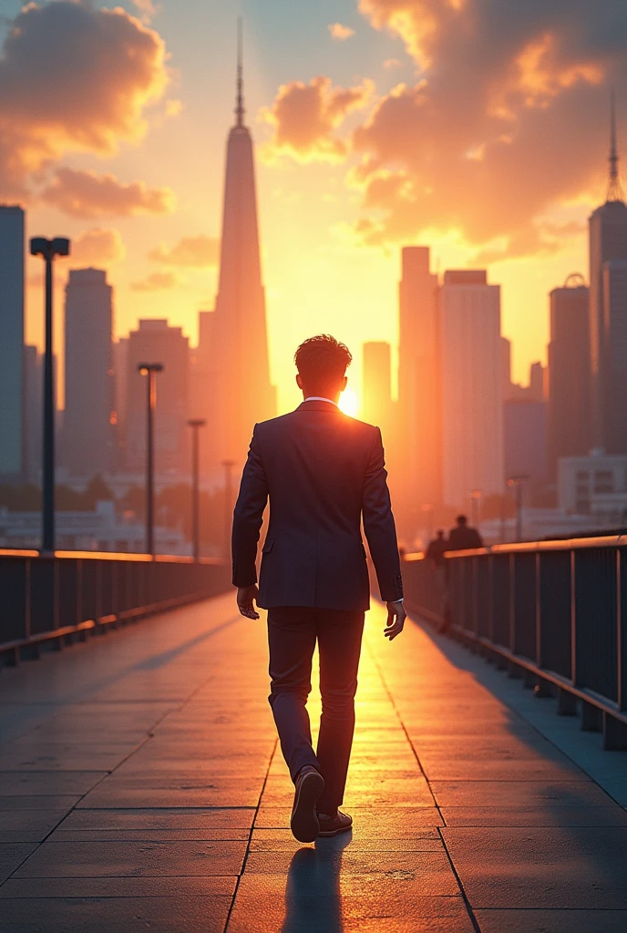 Sundar walks away from the scene with a confident and hopeful expression. The city’s skyline is in the background, symbolizing his bright future and the successful use of his cleverness and determination."