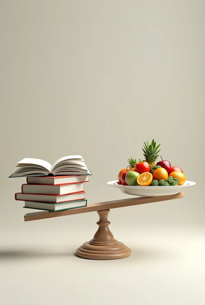 like a scale with one side representing books and the other side representing a healthy plate