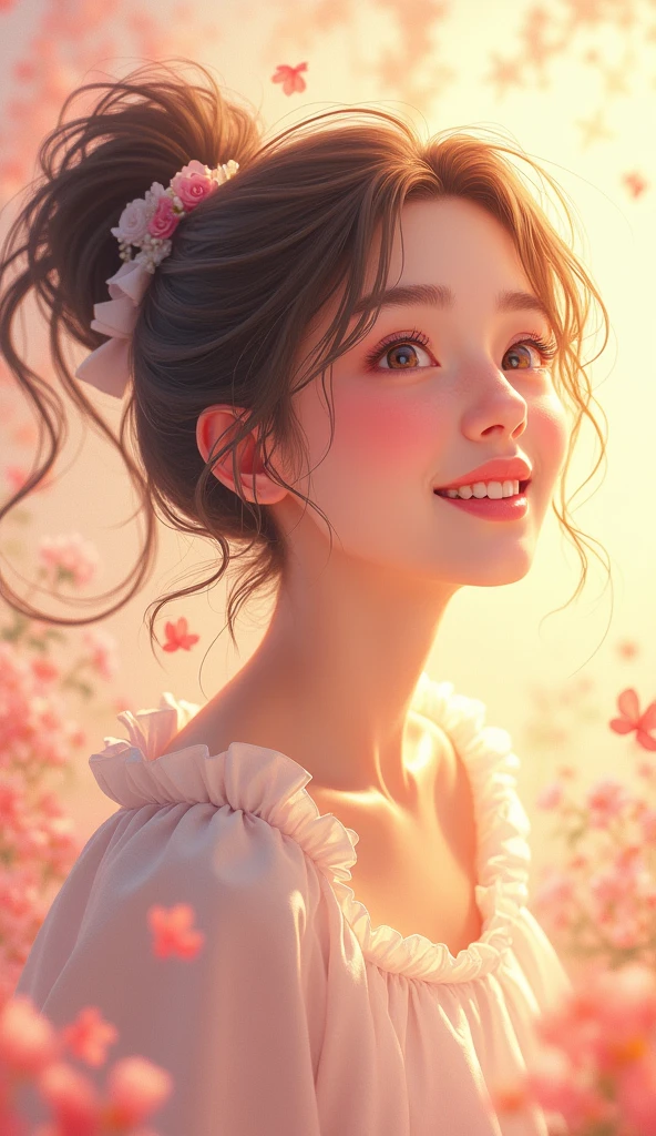 Scene of Happiness, anime, pure joy, young woman, beautiful,