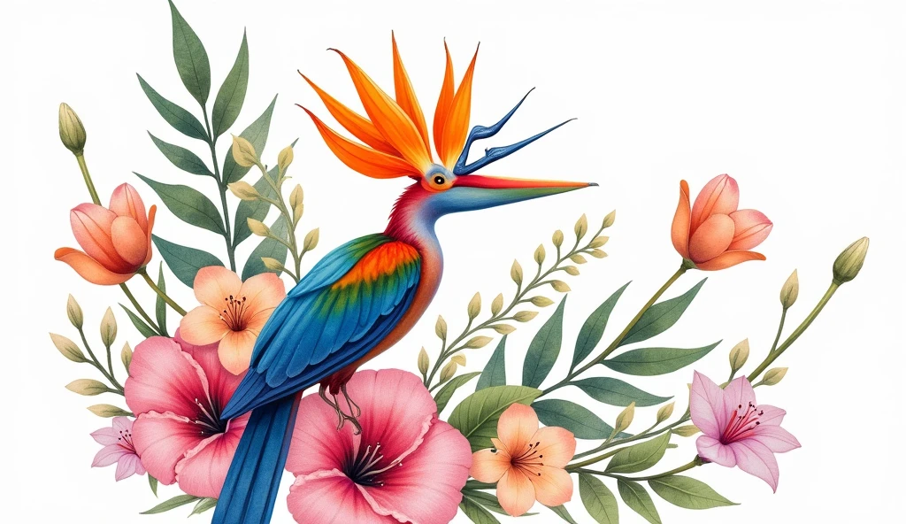 conceptual artwork (ultra-realistc:1.3) Watercolor bird of paradise floral draw illustration on white background, pintura colorida em water coloura, pintura colorida em water coloura, water colour, estilo de pintura em water coloura, watercolor style illustration, pintado em water colouras brilhantes, water colour colorida, water colour, pintura em water coloura, water colour, pintura em water coloura vibrante, water colour, Desenho em water coloura, arte em water coloura , uma pintura em water coloura, water colour vibrante, water coloura, arte em water coloura, water color . digitl art, illustrative, painting-like, mattepainting, highy detailed