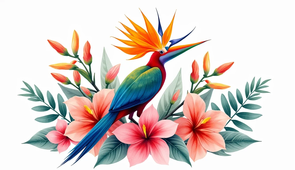conceptual artwork (ultra-realistc:1.3) Watercolor bird of paradise floral draw illustration on white background, pintura colorida em water coloura, pintura colorida em water coloura, water colour, estilo de pintura em water coloura, watercolor style illustration, pintado em water colouras brilhantes, water colour colorida, water colour, pintura em water coloura, water colour, pintura em water coloura vibrante, water colour, Desenho em water coloura, arte em water coloura , uma pintura em water coloura, water colour vibrante, water coloura, arte em water coloura, water color . digitl art, illustrative, painting-like, mattepainting, highy detailed