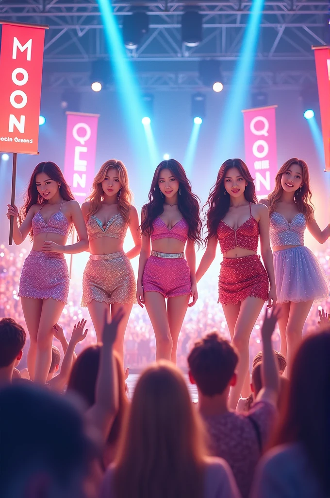 Kpop girl group five girls FAN MEETİNGE
WITH MOONQUEENS BANNERS 5 GİRLS