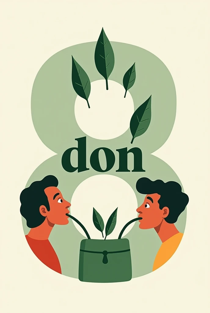 Generate a logo that says &quot;Bolo Don Co&quot; and is inside an 8 and has 3 coca leaves and that there are 2 kilos putting coca leaves in their mouths and they are taking the leaves out of a green bag.