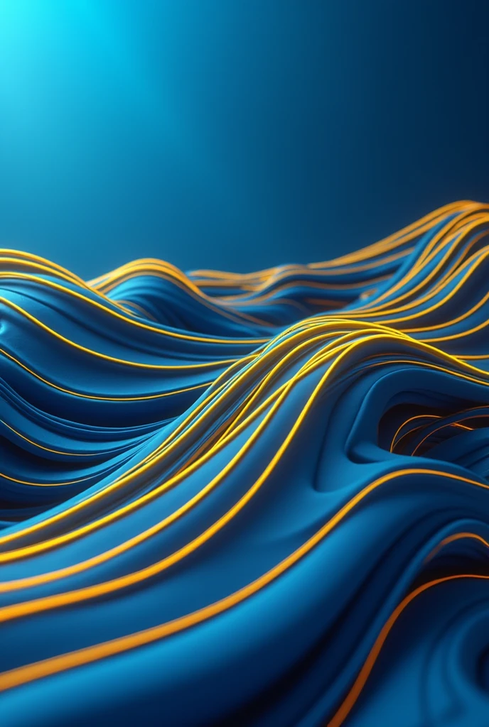 Make a blue background image with yellow lines in a beautiful 3d style