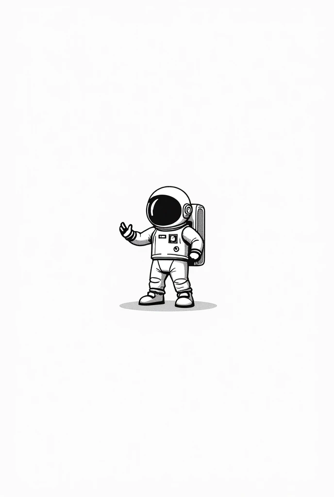 simple astronaut, company mascot, poses, Simple drawing, blackandwhite, lines
