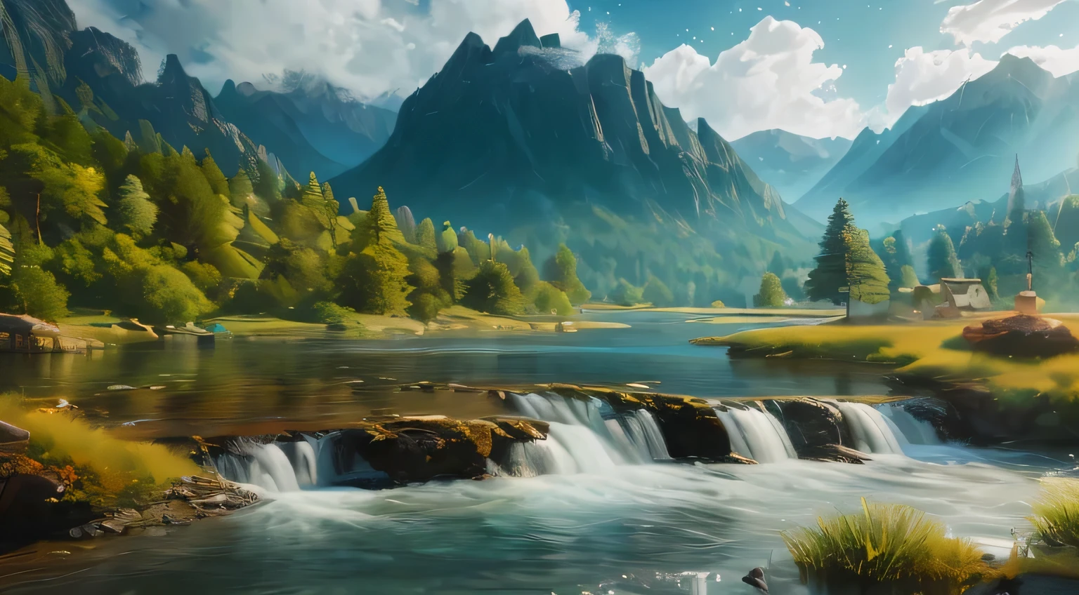 terrain,water,(Very detailed CG unity 8k wallpaper.), The most beautiful artwork in the world,ภาพวาดสีwaterมันมาเจสติกมืออาชีพ,complicated, Highly detailed, Sharp focus, Amazing, The art of realistic painting