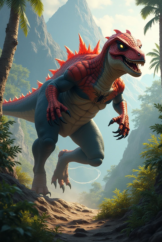 Spider-man but as a dinosaur